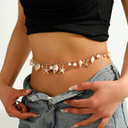 Seashell Starfish Waist Chain for Women Boho Conch Belly Body Chains Summer Beach Pearl Waist Body Jewelry