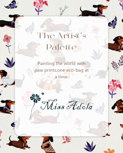 Miss Adola Canvas Tote Bag with Zipper – Cute Canvas Bags for Women Aesthetic Design Reusable Totes for Shopping Work Travel - style: Colorful Dachshund