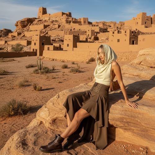 Boho Raw-Edge Crop Top – Adjustable Halter with Open Back & Cross-Wrap Design, 100% Cotton Beach Cover Up - color: Beige