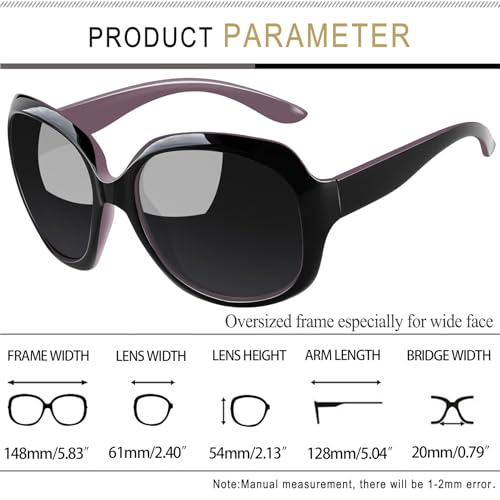 Joopin Oversized Sunglasses Womens Trendy Polarized Large Driving Sun Glasses Ladies UV Protective Big Sunnies Shades - color: B03-black Purple/Black
