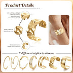 18K Gold Plated Cuff Bracelets for Women Open Adjustable Gold Cuff Bangle Bracelets Thick Hammered Wrist Cuff Bracelets Thin Minimalist Gold Cuff Bracelet - style: 18K Gold-F