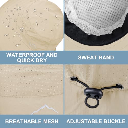 Sun Hat for Men Women with Neck Flap,UPF 50+ UV Protective Hiking Fishing Hats,Wide Brim Sun Hat for Women&Men - color: 1pack-style2-beige(with Face Cover)