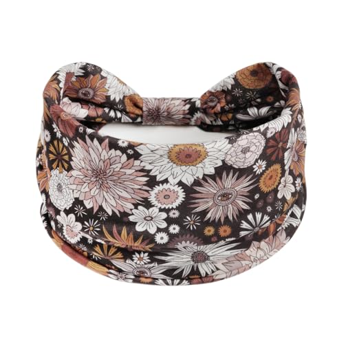 1 Pack Boho Headbands Stretch Paisley Print Bandana Headband Criss Cross Hair Bands Knotted Head Wrap Yoga Daily for Women and Girls (Beige Floral) - color: Beige Floral