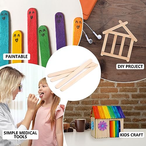 1200 Pieces Wooden Craft Sticks, 4.5 Inch Long Natural Wood Popsicle Ice Cream Sticks for DIY Wood Crafts, Hair Removal and Waxing Supplies, Paint Stirrer, Art Projects and Ice Pop Sticks - size: 4.5 inches-1200pcs