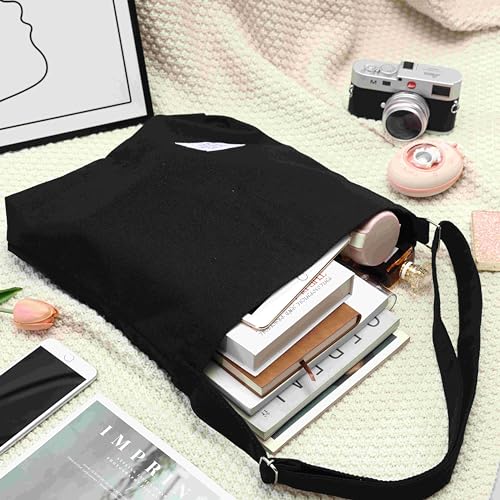 COOLOME Canvas Tote Bag for Women - Crossbody, Shoulder, Travel & Beach Bag - color: Black