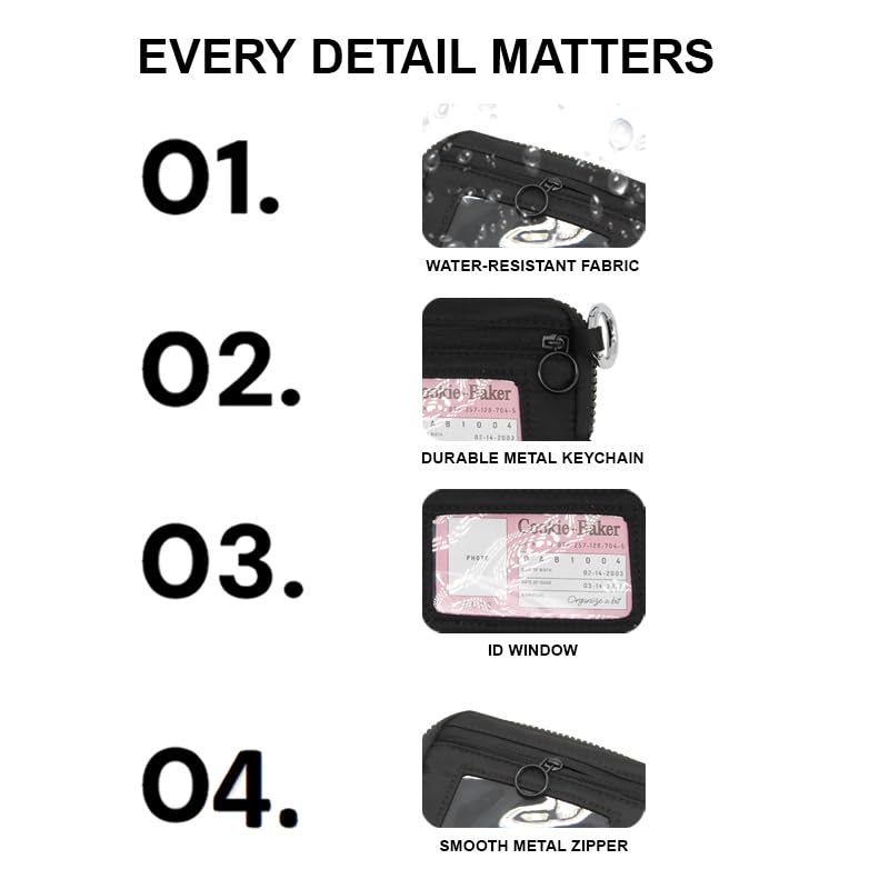 Wristlet Wallets for Women,Quilted RFID Blocking Small Zipper Coin Purse Keychain Wallet with ID Window Lightweight Travel Wristlet wallet - color: Black