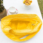 Hand-woven Soft Large Straw Shoulder Bag Boho Straw Handle Tote Retro Summer Beach Bag Rattan Handbag - color: Yellow