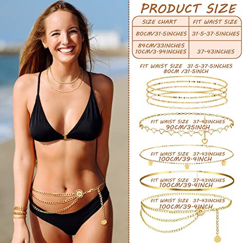 JenPen 8 Pcs Belly Chain Adjustable Waist Chain Summer Beach Bikini Waist Body Beads for Women Adults Multilayer - style: Charming Style