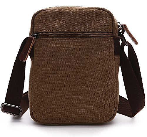 Collsants Mini Crossbody Bags for Women and Men - Small Purses and Handbags - Travel Bag - Canvas Shoulder Purse - color: Coffee