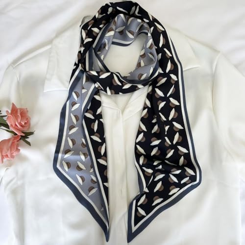 Silk Head Scarf for Hair Fashion Headwrap for Women Lightweight Neck Tie - color: X014-blue Hats