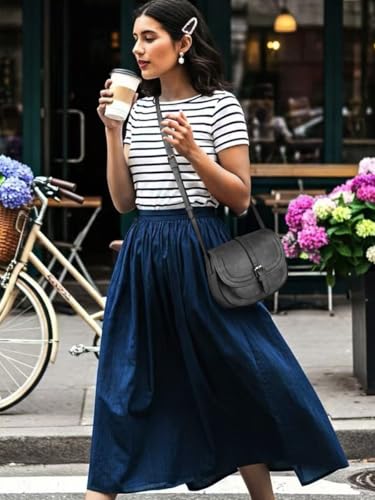 AFKOMST Crossbody Bags for Women,Small Saddle Purse and Boho Cross Body Handbags,Vegan Leather - color: Dark Grey