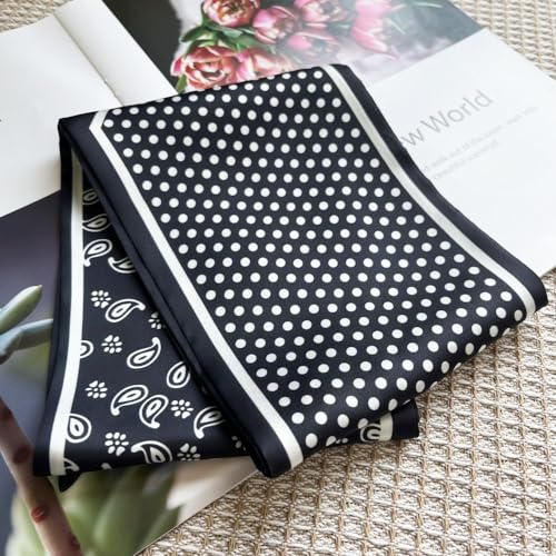 Silk Head Scarf for Hair Fashion Headwrap for Women Lightweight Neck Tie - color: X017-black Stripe