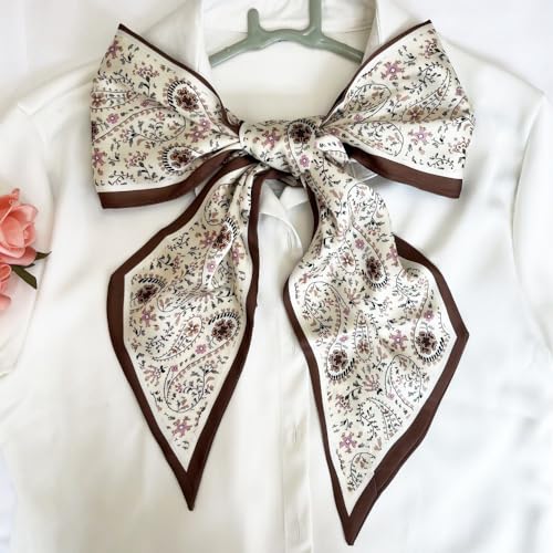 Silk Head Scarf for Hair Fashion Headwrap for Women Lightweight Neck Tie - color: X003-white Paisley