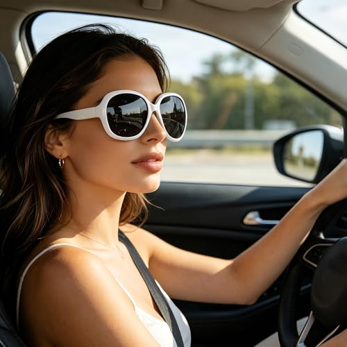 Joopin Oversized Sunglasses Womens Trendy Polarized Large Driving Sun Glasses Ladies UV Protective Big Sunnies Shades - color: B05-gloss White/Black