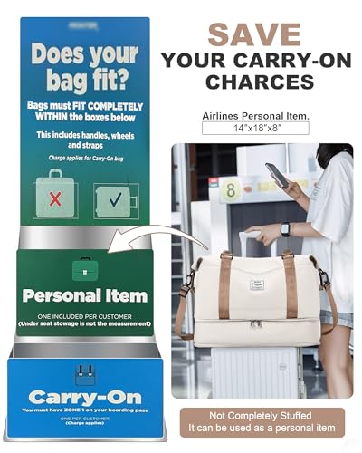 Travel Duffel Bag, 18x14x8 Inches Travel Bag Spirit with Shoes Compartment, Weekender Overnight Bag for Women with Trolley Sleeve, Carry On Bag for Airplanes Sport Tote Gym Bag BeigeBrown - color: H8-BeigeBrown, size: Large