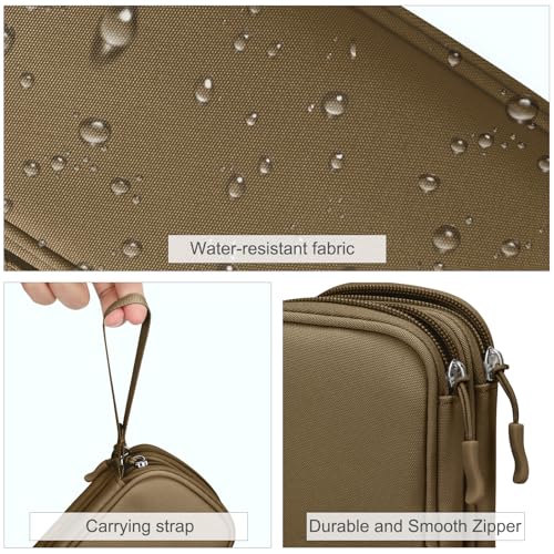 FYY Electronic Organizer, Travel Cable Organizer Bag Pouch Electronic Accessories Carry Case Portable Waterproof Double Layers All-in-One Storage Bag for Cable, Cord, Charger, Phone, Earphone Brown - color: Brown, style: Small