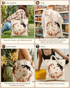 Miss Adola Canvas Tote Bag with Zipper – Cute Canvas Bags for Women Aesthetic Design Reusable Totes for Shopping Work Travel - style: Four Cats
