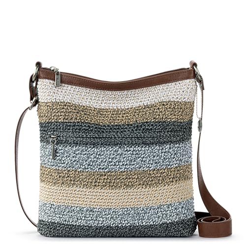 The Sak Lucia Crossbody Bag in Crochet, Convertible Purse with Adjustable Shoulder Strap - color: Desert Stripe