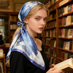XL 43 Inch Extra Large Square Scarf Fashion Scarves Silk Feeling Hair Scarf Wrapping Scarfs Night Sleeping Headscarf - color: Ba1026