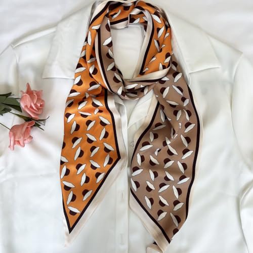 Silk Head Scarf for Hair Fashion Headwrap for Women Lightweight Neck Tie - color: X015-orange Hats