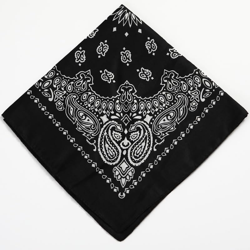 INOGIH 35'' Leopard-Print Satin-Bandana-Headscarf - Light Head Wraps Neck Face Scarves Cover for Women - color: Black