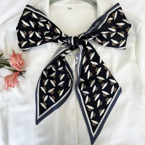 Silk Head Scarf for Hair Fashion Headwrap for Women Lightweight Neck Tie - color: X014-blue Hats