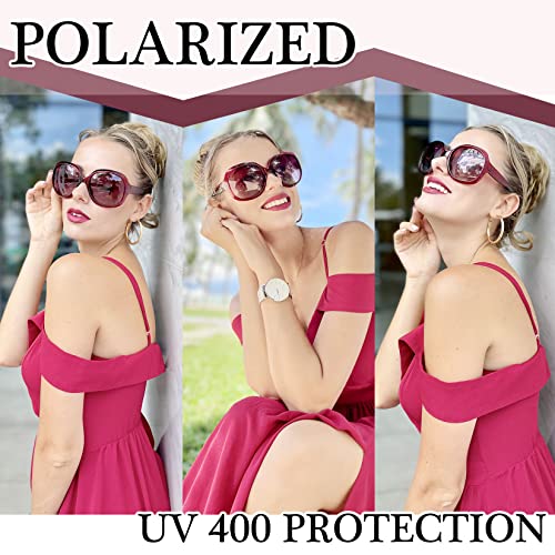 Joopin Oversized Sunglasses Womens Trendy Polarized Large Driving Sun Glasses Ladies UV Protective Big Sunnies Shades - color: B18-transparent Rose Red