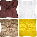 4 Pc Set Large 35 x 35 inches Satin Square Scarves Neck Hair Head Scarf Bundle - color: Set W7