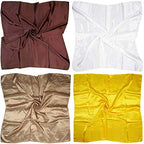 4 Pc Set Large 35 x 35 inches Satin Square Scarves Neck Hair Head Scarf Bundle - color: Set W7