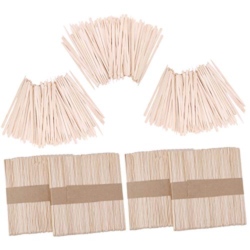 500 Pieces Wooden Wax Sticks Waxing Spatula Applicators Wood Craft Sticks for Body Eyebrow Legs Face Hair Removal (Small and Large)