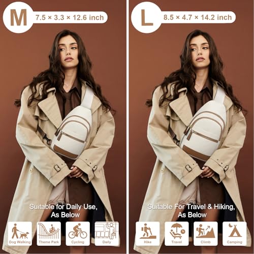 Capolo Sling Bag for Women Men Waterproof Crossbody Bags for Women Trendy Casual Fanny Pack with Convertible Shoulder Strap Chest Bag for Travel Hiking(Beige, Large) - color: Beige, size: Large