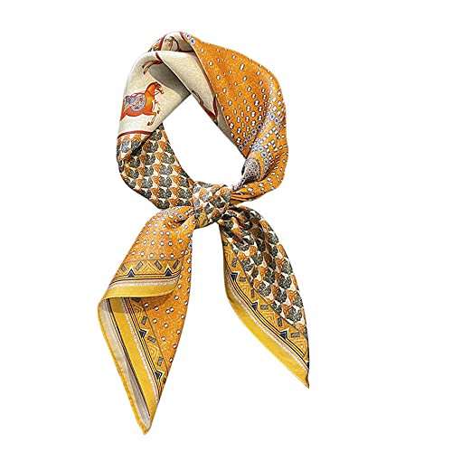 FEIBOON 100% Pure Mulberry Silk Scarfs 26"x26" Square Scarf Women Neckerchief Headscarf hair scarf bandana Gift Packed - color: Orange Carriage