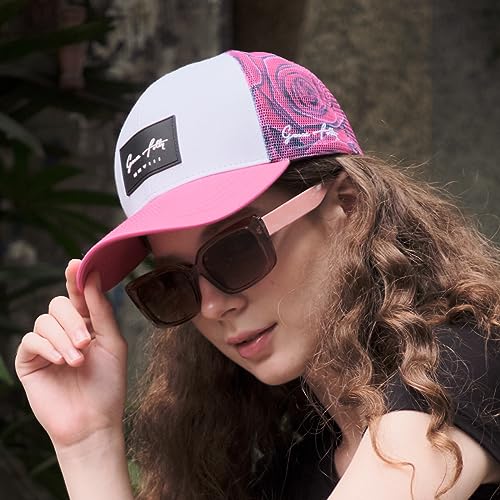 Grace Folly Beach Trucker Hats for Women- Snapback Baseball Cap for Summer - color: Pink Rose