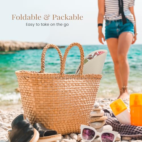 Sun Hats for Women, Wide Brim Beach Hats UV Protection, Packable Visor Ponytail Sunhat for Summer - color: Beige