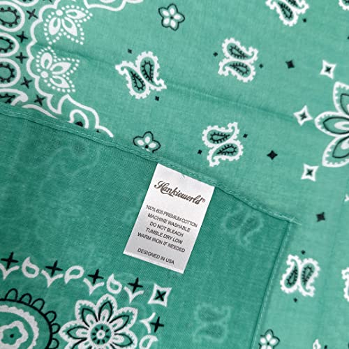 Bandanas for Women and Men，3 Pack Super Soft Thin 60s Preium Cotton 22 inch Handkerchiefs - color: 3 Pack-emerald Green
