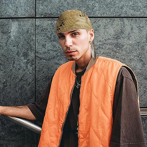 DOCILA 3 Pcs Do Rags for Men Skull Cap Bandana Hat Breathable Helmet Linner Beanie - color: Snakeskin