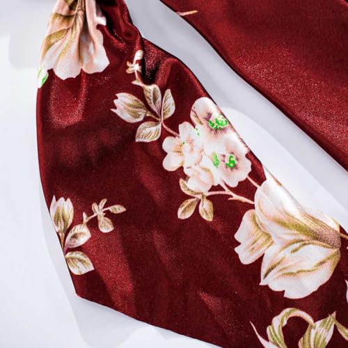 Boho Hair Scarf Scrunchies for Women Bow Hair Ties Floral Hair Scrunchies Silk Elastic Ponytail Holder Hair Accessories for Girls 4 pcs (Flower-2) - color: Flower-2