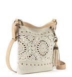 The Sak Lucia Crossbody Bag in Crochet, Convertible Purse with Adjustable Shoulder Strap - color: Natural Medallion