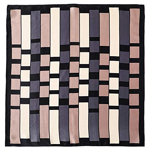 ANDANTINO 100% Mulberry Silk Square Scarf for Hair-25.6" X25.6'' Women Men Natural Silk Neckerchief Digital Printed Headscarf - color: 1-black&purple