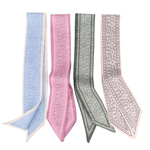 Cmonie 16Pcs Fashion Scarves for Women,Satin Head Scarf Silky Boho Scarves Scarf for Handbags Accessories (16Pcs-Mul-A)