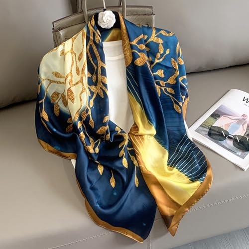 XL 43 Inch Extra Large Square Scarf Fashion Scarves Silk Feeling Hair Scarf Wrapping Scarfs Night Sleeping Headscarf - color: Ba1019