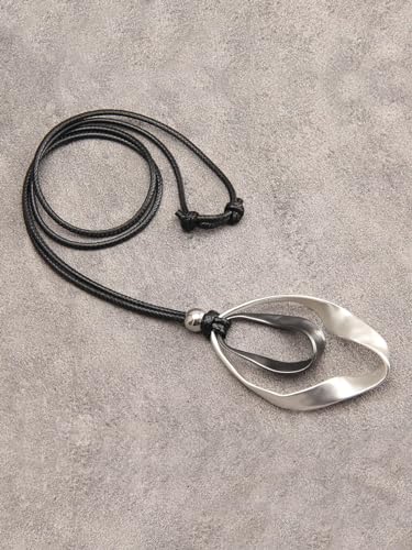 JAOYU Bohemian Necklaces for Women Leather Necklace Wood Pendant Choker Long Brown Necklace Chunky Circle Boho Hippie Jewelry - style: Bohemian Necklaces