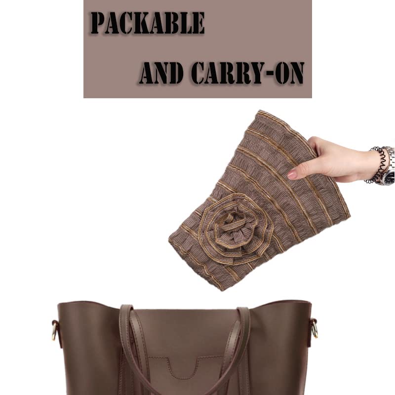 FORBUSITE Women Folding Vintage Outdoor Sun Hats for Beach Garden Travelling UV Protection - color: Gs013-brown