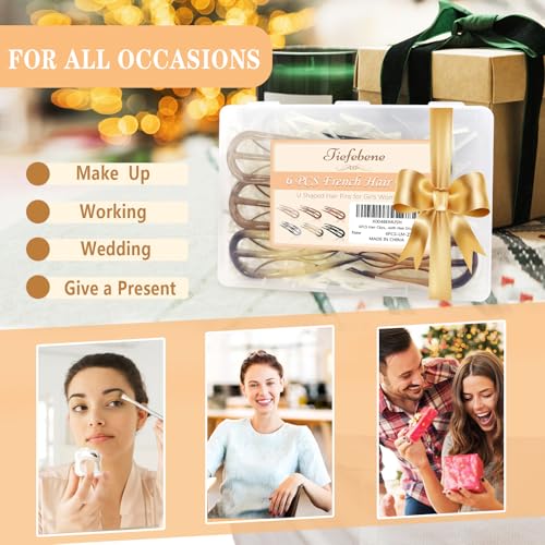 6PCS French Hair Pins for Women, Tortoise Shell French Pins Hair, Large Hair Styling Pins for Thin Thick Hair, 3 Internal Teeth Hair Sticks, Hair Pin for Buns, French Twist Pin - color: Amber