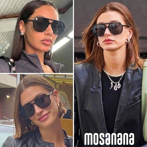 mosanana Oversized Aviator Sunglasses for Women and Men with Polarized Lens MS52243 - color: C5-clearpink