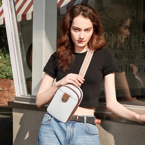 BOSTANTEN Small Sling Bag Crossbody Bags for Women Trendy Crossbody Purse Leather Chest Bag - color: B-beige-large