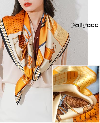 Dailyacc Hair Bandanas Scarf For Women Lightweight Fashion Neck Silk Satin Head Scarves For Sleeping Handbags Scarf - color: 19-win Instant Success/27.5*27.5in