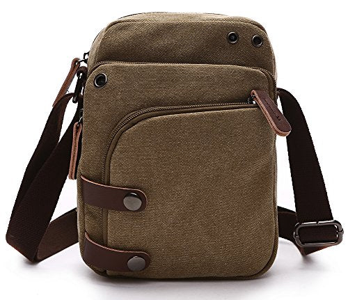 Collsants Mini Crossbody Bags for Women and Men - Small Purses and Handbags - Travel Bag - Canvas Shoulder Purse - color: Khaki