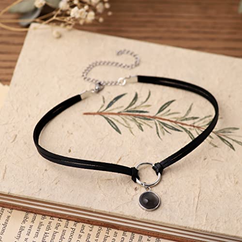 Sacina O Ring Crystal Choker, Black Choker, Boho Hippie Necklace, Gothic Necklace, Christmas Jewelry Gift for Women - color: brown