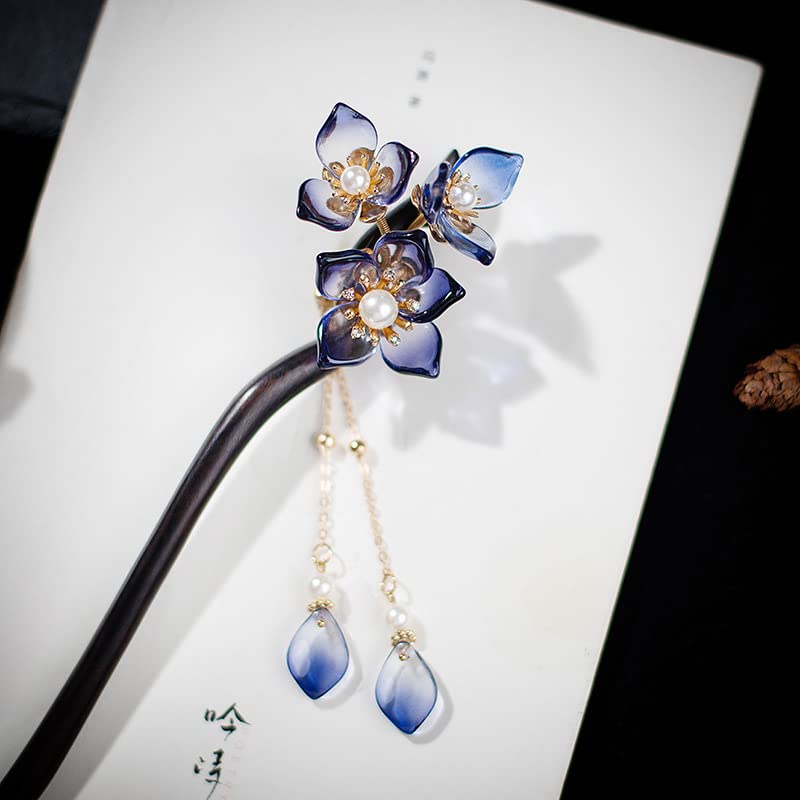 Flower Hair Sticks Hair Chopstick Chinese Hair Stick 1PC 7.08" Wooden Hair Pins Chinese Hair Accessories For Long Hair Buns